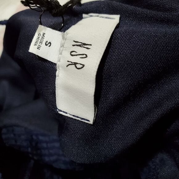 NSR fdress size small navy blue faux wrap textured evening - Picture 9 of 9